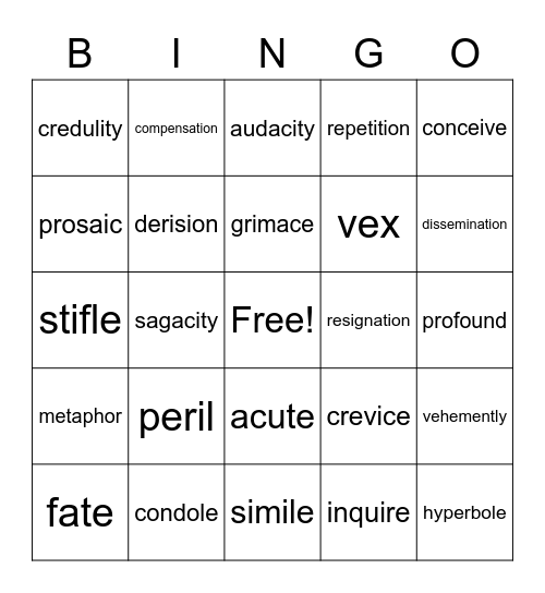 The Monkey's Paw Bingo Card