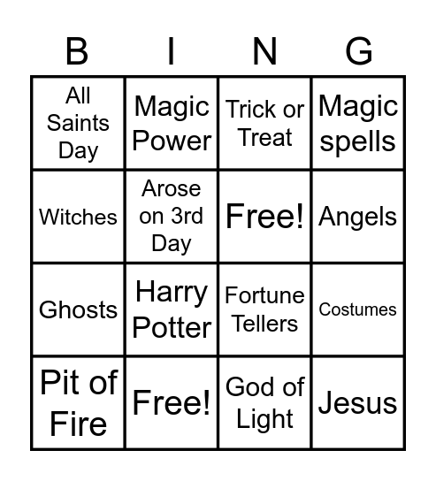 Halloween Bingo Card