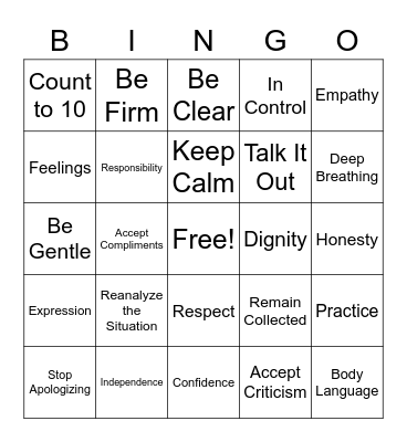 ASSERTIVE Bingo Card
