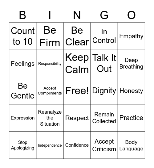 ASSERTIVE Bingo Card