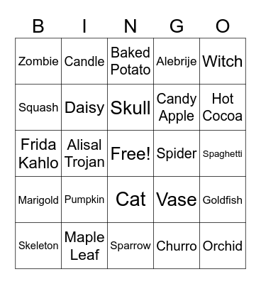Art Bingo #2 10/29 Bingo Card