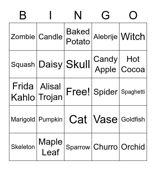 Art Bingo #2 10/29 Bingo Card