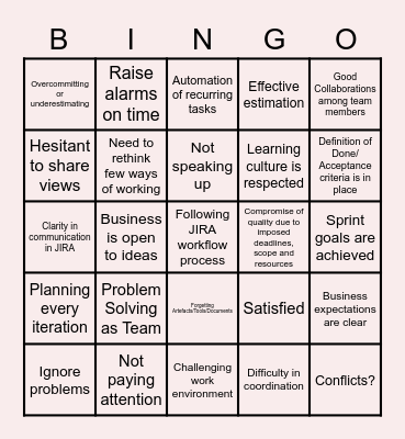 Retrospective Bingo Card