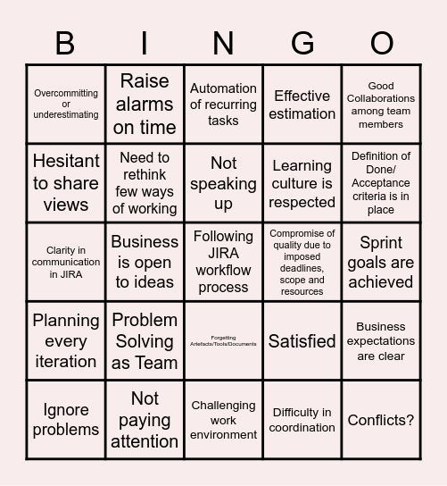 Retrospective Bingo Card