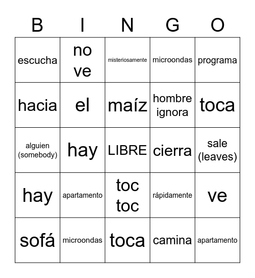 MovieTalk - Toc Toc Bingo Card