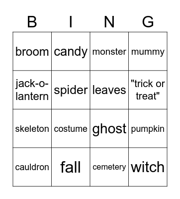 Halloween Bingo Card