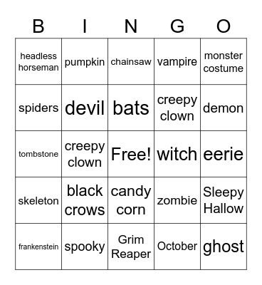 Halloween Bingo Card