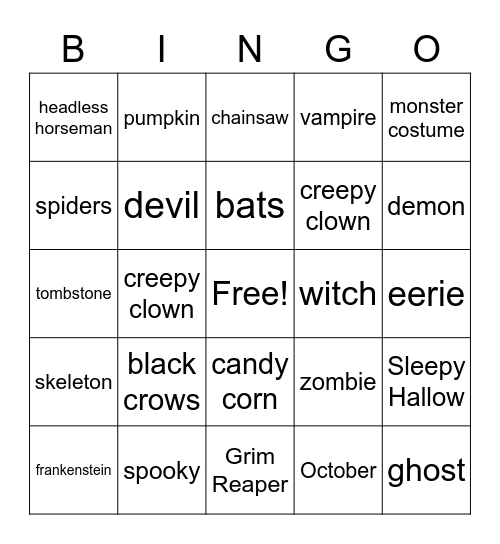 Halloween Bingo Card