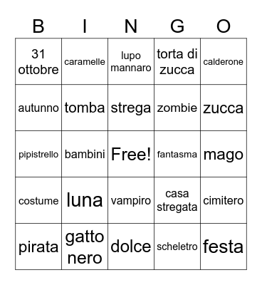 Halloween Bingo Card