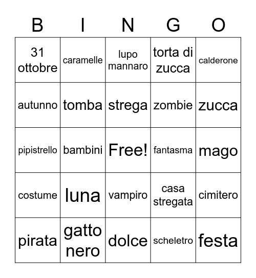 Halloween Bingo Card