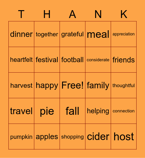 Ganders Give Thanks BINGO! Bingo Card