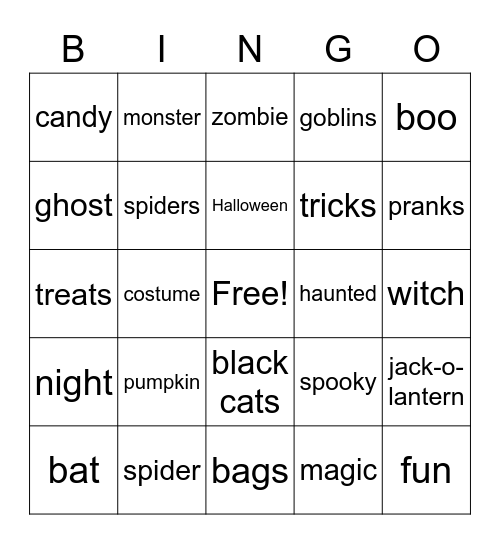 Halloween Bingo Card