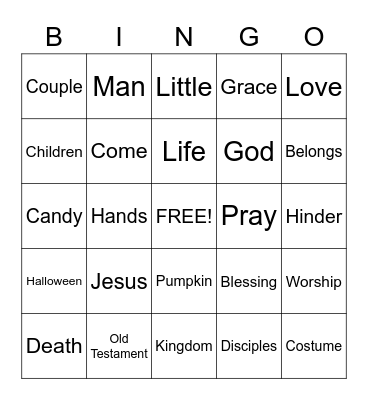 Sermon Bingo.  (To be done only during the sermon) Bingo Card