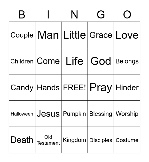 Sermon Bingo.  (To be done only during the sermon) Bingo Card