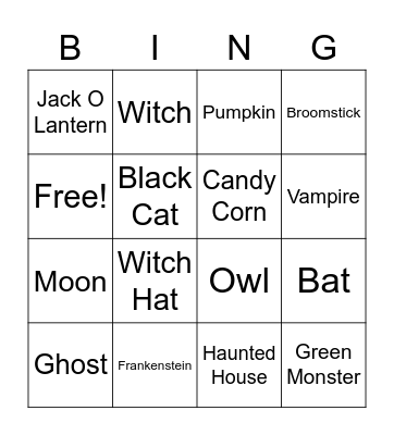 Halloween Bingo Card