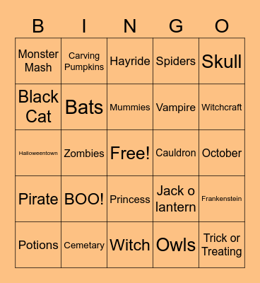 Halloween Bingo Card