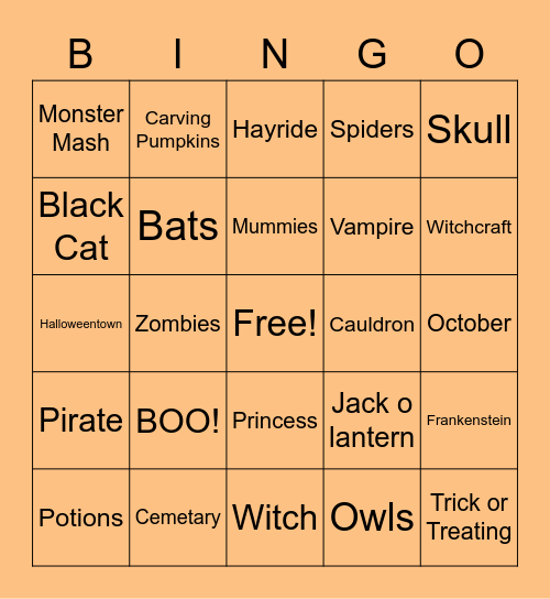 Halloween Bingo Card