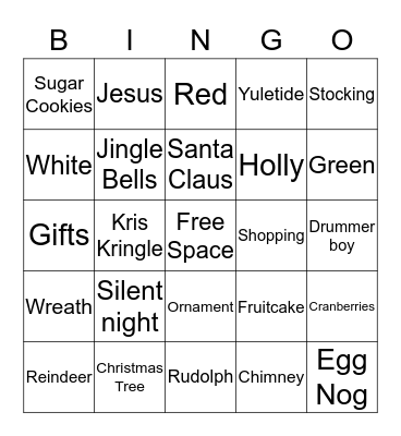 Christmas Bingo Card