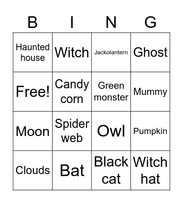 Halloween Bingo Card