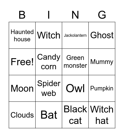 Halloween Bingo Card