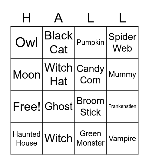 Halloween Bingo Card