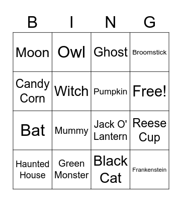 Halloween Bingo Card