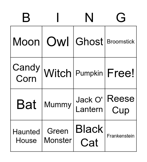 Halloween Bingo Card