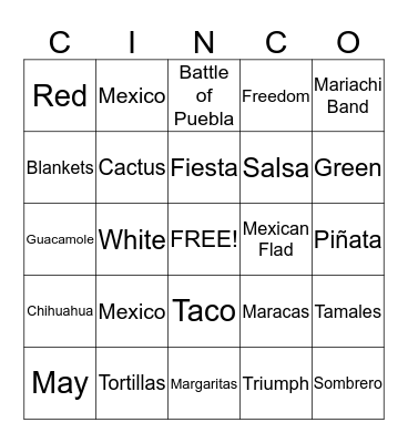 CINCO DE MAYO Bingo Card