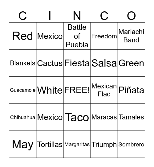 CINCO DE MAYO Bingo Card