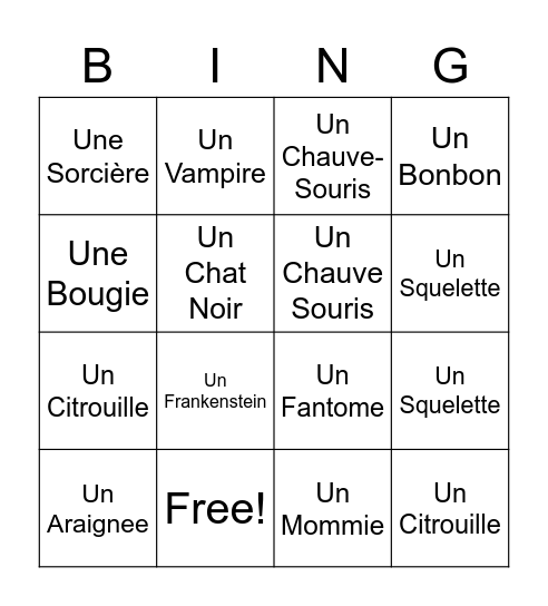 C'est L'Halloween Bingo Card