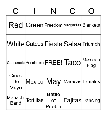 CINCO DE MAYO Bingo Card