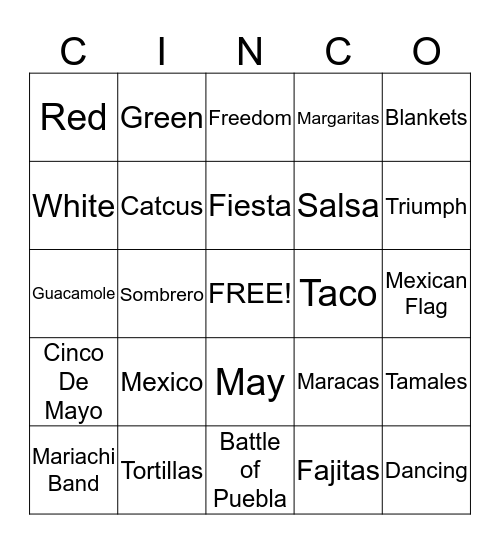 CINCO DE MAYO Bingo Card