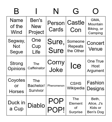 Popcorn Culture Bingo Card