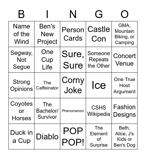 Popcorn Culture Bingo Card