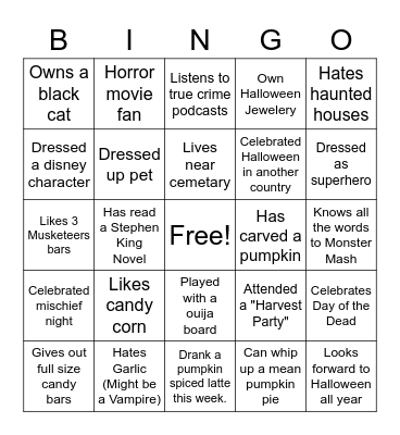 $Halloween Bingo Card