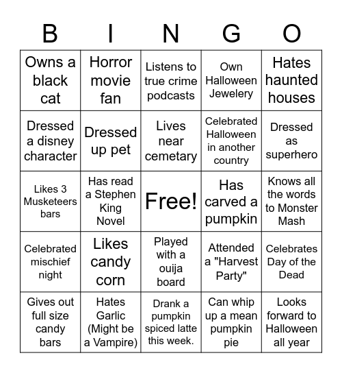 $Halloween Bingo Card