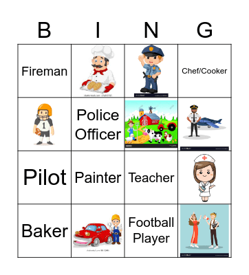 A.F.E.S. Career Picture Bingo 5K-2nd Grade Bingo Card