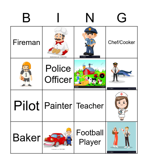 A.F.E.S. Career Picture Bingo 5K-2nd Grade Bingo Card