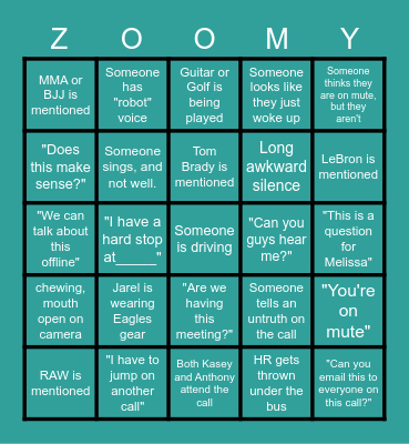 Daily Call Bingo Card