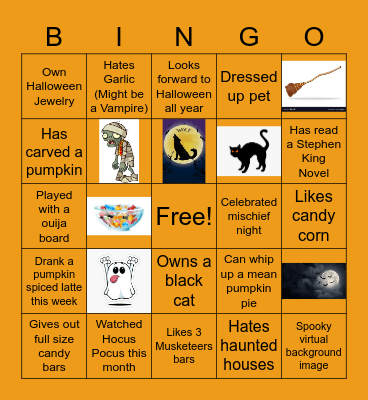 Spooktacular Lunch Bingo Card
