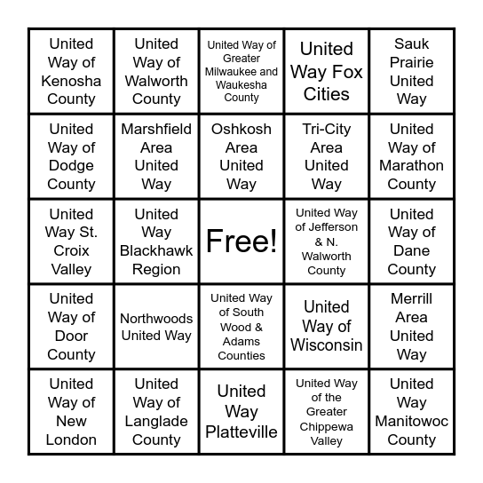 United Way Daily Bingo Card