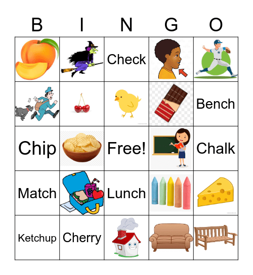 CH and TCH Words Bingo Card