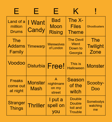 🦇🍬 Halloween Name-That-Tune 🎃👻 Bingo Card