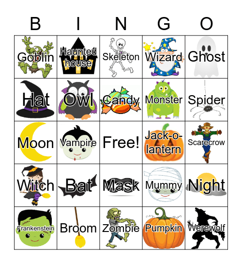 Halloween (with words) Bingo Card
