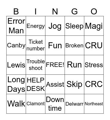 DSS Bingo Card