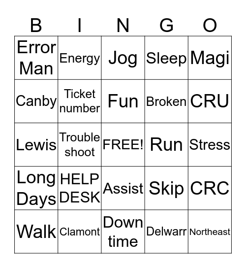 DSS Bingo Card