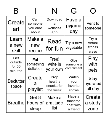 Wellness BINGO! Bingo Card