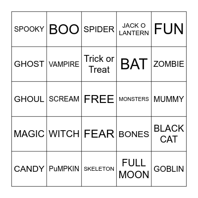 Halloween Bingo Card