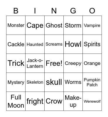 SPOOKY BINGO Card