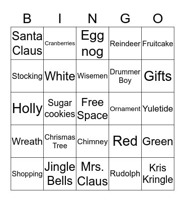 Christmas Bingo Card